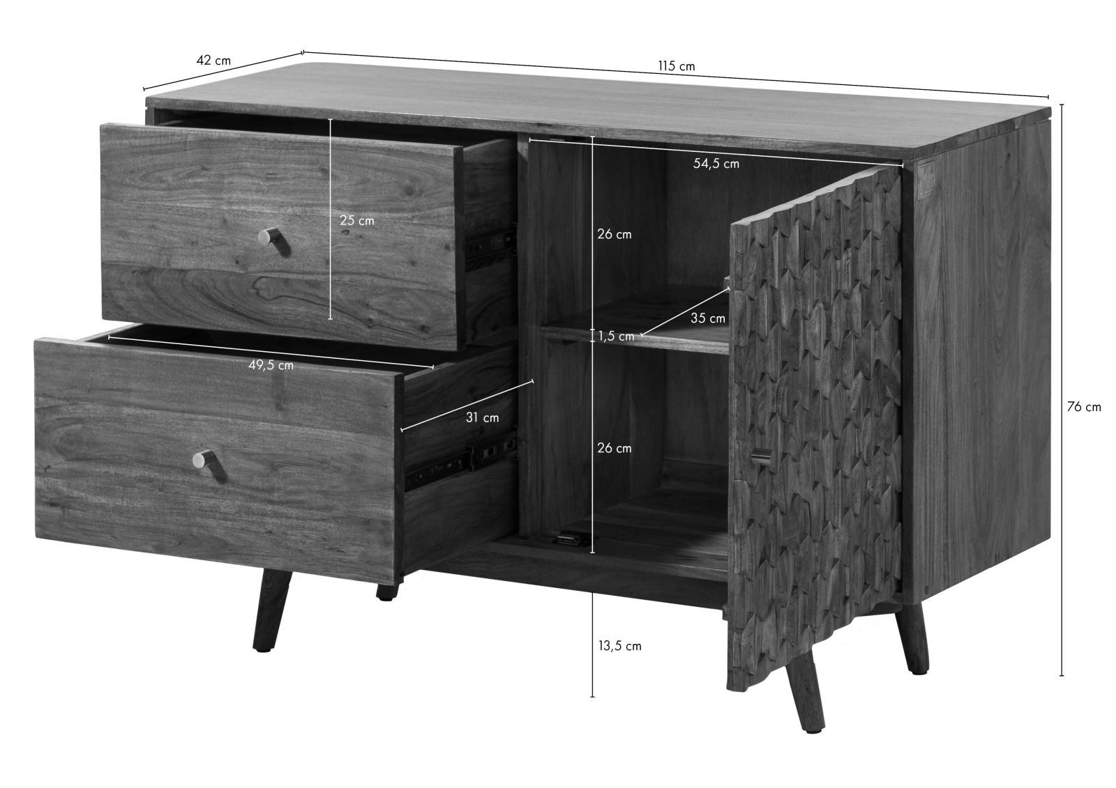 60ies Kommode aus Holz: Natur pur | Massivmoebel24